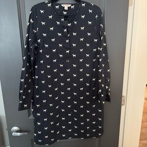 Brooks Brothers Navy Dress with White Dog Pattern